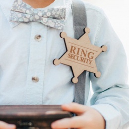 Boys Wooden ''Ring Security'' Ring Bearer Wedding Badge
